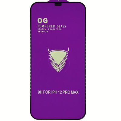 Скло захисне Tempered Glass OG Premium для iPhone 12 PRO Max- чорний