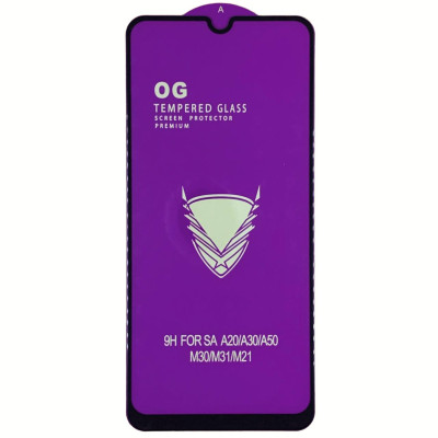 Скло захисне Tempered Glass OG Premium для Samsung A20/A30/A30s/A50/A50s/M30/M30s/M31/M21/M21S- чорний