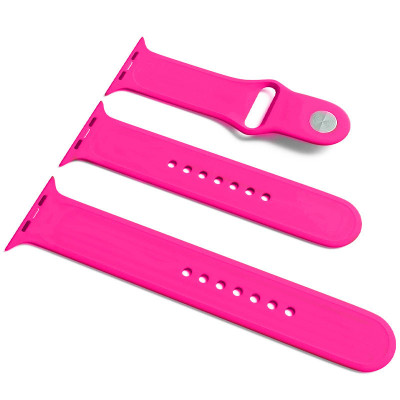 Ремінець силіконовий для Apple Watch Sport Band 38/40/41/42mm(ser.10) (S/M and M/L) 3pcs- яскраво-рожевий