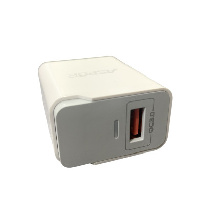 Мережевий зарядний пристрій Aspor A822 Fast Charger (18W QC3.0 1USB/3A)- білий Мережевий зарядний пристрій Aspor A822 Fast Charger (18W QC3.0 1USB/3A)- білий