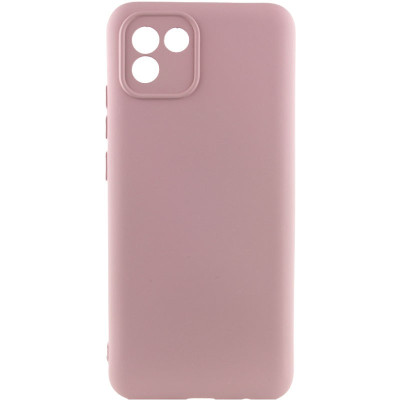 Накладка (з мікрофіброю) Silicone Cover Lakshmi Full Camera для Samsung A03 / A035- рожевий пісок