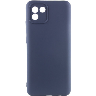 Накладка (з мікрофіброю) Silicone Cover Lakshmi Full Camera для Samsung A03 / A035- темно-синій