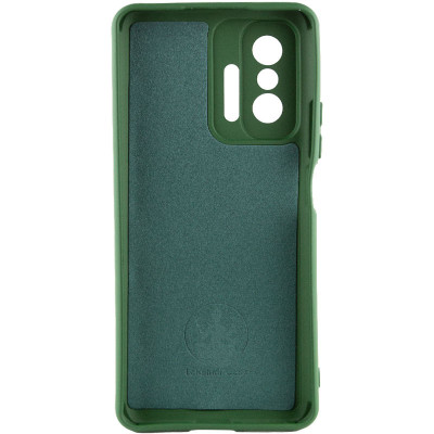 Накладка (з мікрофіброю) Silicone Cover Lakshmi Full Camera для Xiaomi 11T / 11T Pro- темно-зелений