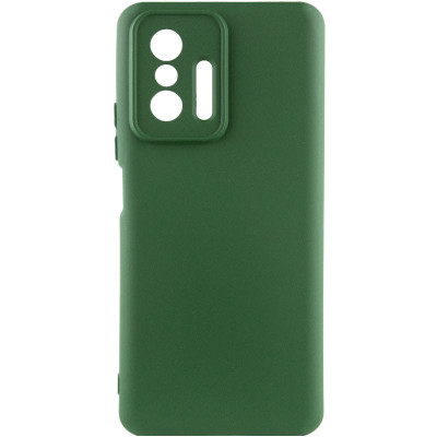 Накладка (з мікрофіброю) Silicone Cover Lakshmi Full Camera для Xiaomi 11T / 11T Pro- темно-зелений
