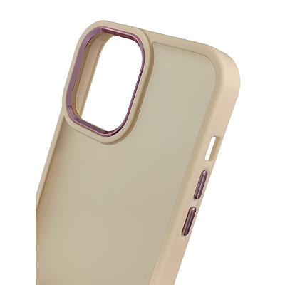 Накладка Matte Metal Buttons для iPhone 13 Pro Max- рожевий пісок