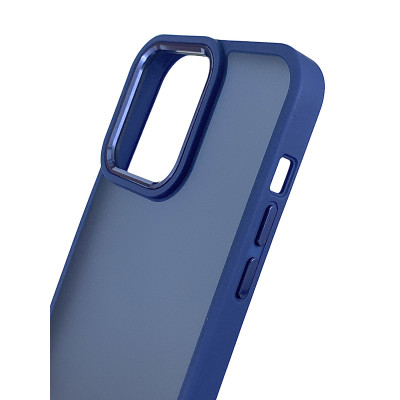 Накладка Matte Metal Buttons для iPhone 14 Plus- темно-синій