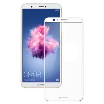 Скло захисне Full Glue для Huawei Y7 2018 в тех. упаковці- білий Скло захисне Full Glue для Huawei Y7 2018 в тех. упаковці- білий