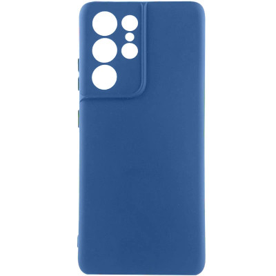 Накладка (з мікрофіброю) Silicone Cover Lakshmi Full Camera для Samsung S22 Ultra- темно-синій