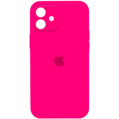 Накладка (з мікрофіброю) Silicon Case Full Camera для iPhone 12 mini (5.4)- малиновий