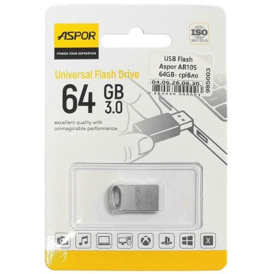 USB Flash Aspor AR105 64GB- срібло USB Flash Aspor AR105 64GB- срібло
