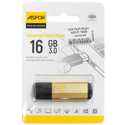 USB Flash Aspor AR121 16GB- золотий USB Flash Aspor AR121 16GB- золотий