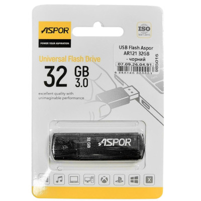 USB Flash Aspor AR121 32GB- чорний USB Flash Aspor AR121 32GB- чорний