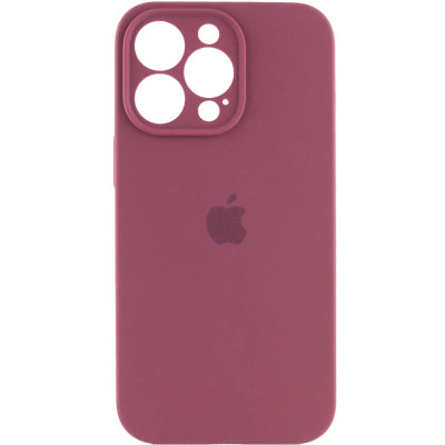 Накладка (з мікрофіброю) Silicon Case Full Camera для iPhone 13 Pro Max (6.7)- марсала