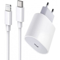 Мережевий зарядний пристрій 20W USB-C (A2347) + кабель Type-C to Lightning- білий Мережевий зарядний пристрій 20W USB-C (A2347) + кабель Type-C to Lightning- білий