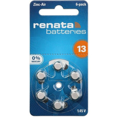Батарейка 13 (PR48) Renata (для слухових апаратів) 1уп по 6шт Батарейка 13 (PR48) Renata (для слухових апаратів) 1уп по 6шт
