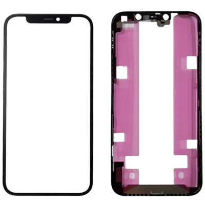 Скло дисплея з OCA-плівкою Mitsubishi для iPhone 12 Pro/ 12 +рамка, Original Black