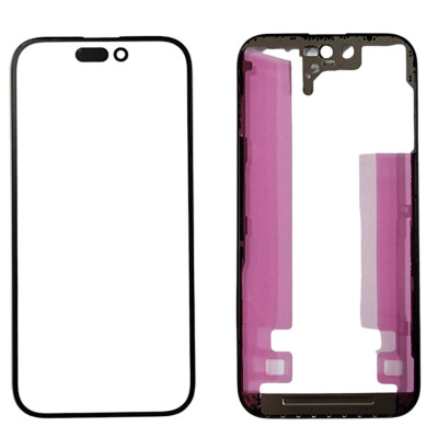 Скло дисплея з OCA-плівкою Mitsubishi для iPhone 14 Pro Max +рамка, Original Black