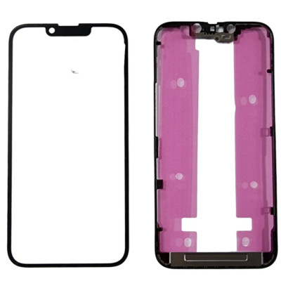 Скло дисплея з OCA-плівкою Mitsubishi для iPhone 14 +рамка, Original Black