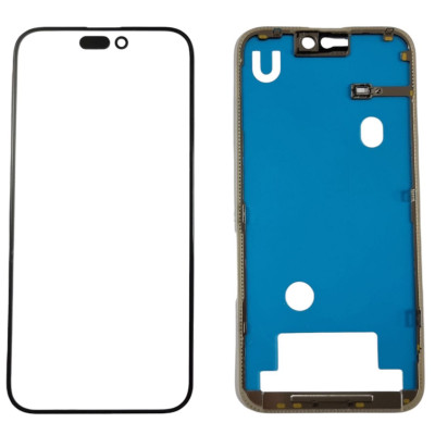 Скло дисплея з OCA-плівкою Mitsubishi для iPhone 15 Pro Max +рамка, Original Black