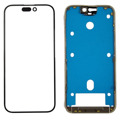 Скло дисплея з OCA-плівкою Mitsubishi для iPhone 15 Pro +рамка, Original Black