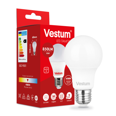 Лампа LED Vestum A60 10W 4100K 220V E27 Лампа LED Vestum A60 10W 4100K 220V E27