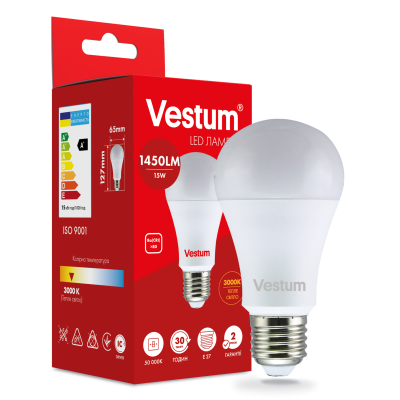 Лампа LED Vestum A65 15W 3000K 220V E27 Лампа LED Vestum A65 15W 3000K 220V E27