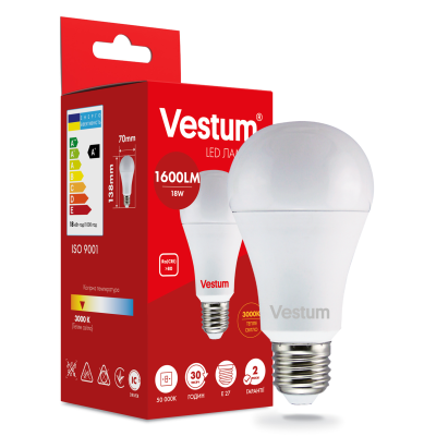 Лампа LED Vestum A70 18W 3000K 220V E27 Лампа LED Vestum A70 18W 3000K 220V E27