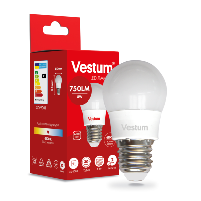 Лампа LED Vestum G45 8W 4100K 220V E27 Лампа LED Vestum G45 8W 4100K 220V E27