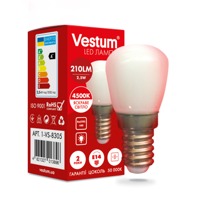 Лампа LED SMD Е14 Vestum 2,5W 4500K 220V для холодильника Лампа LED SMD Е14 Vestum 2,5W 4500K 220V для холодильника