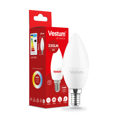 Лампа LED Vestum C37 4W 4100K 220V E14 Лампа LED Vestum C37 4W 4100K 220V E14