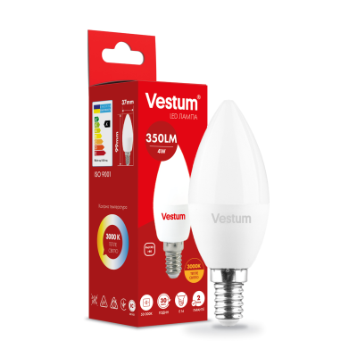 Лампа LED Vestum C37 4W 3000K 220V E14 Лампа LED Vestum C37 4W 3000K 220V E14