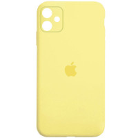 Накладка (з мікрофіброю) Silicon Case Full Camera для iPhone 11 квадратні кути- жовтий