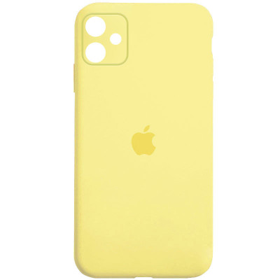 Накладка (з мікрофіброю) Silicon Case Full Camera для iPhone 11 квадратні кути- жовтий