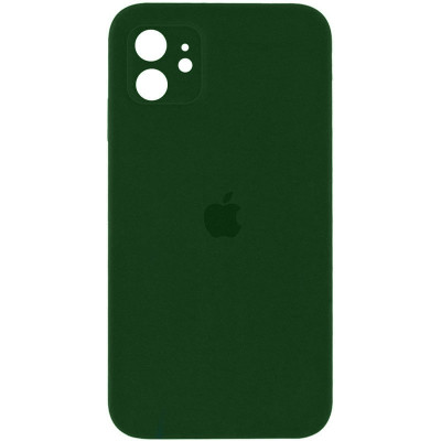 Накладка (з мікрофіброю) Silicon Case Full Camera для iPhone 11 квадратні кути- зелений хакі