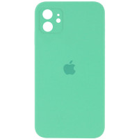 Накладка (з мікрофіброю) Silicon Case Full Camera для iPhone 11 квадратні кути- м'ятний