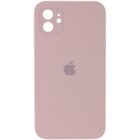 Накладка (з мікрофіброю) Silicon Case Full Camera для iPhone 11 квадратні кути- рожевий пісок