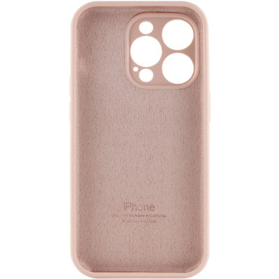 Накладка (з мікрофіброю) Silicon Case Full Camera для iPhone 15 Pro Max- пудровий