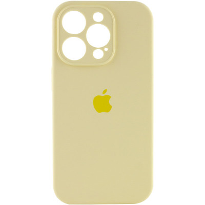 Накладка (з мікрофіброю) Silicon Case Full Camera для iPhone 15 Pro Max- світло-жовтий