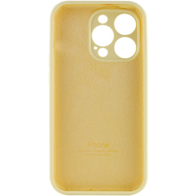 Накладка (з мікрофіброю) Silicon Case Full Camera для iPhone 15 Pro Max- світло-жовтий