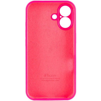 Накладка (з мікрофіброю) Silicon Case Full Camera для iPhone 16- яскраво-рожевий