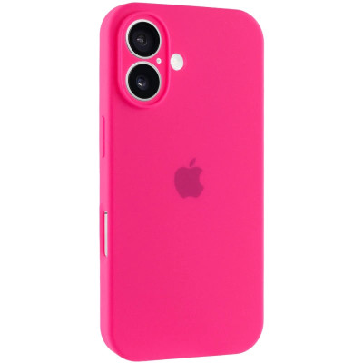 Накладка (з мікрофіброю) Silicon Case Full Camera для iPhone 16- яскраво-рожевий