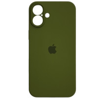 Накладка (з мікрофіброю) Silicon Case Full Camera для iPhone 16 Plus- темно-оливковий