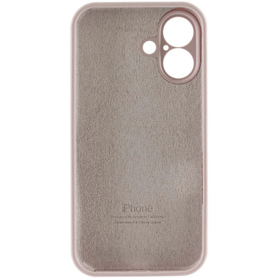Накладка (з мікрофіброю) Silicon Case Full Camera для iPhone 16 Plus- пастельно-рожевий