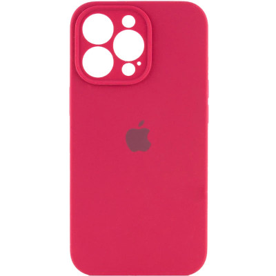 Накладка (з мікрофіброю) Silicon Case Full Camera для iPhone 16 Pro- червона троянда