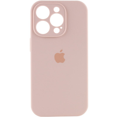 Накладка (з мікрофіброю) Silicon Case Full Camera для iPhone 16 Pro Max- пудровий