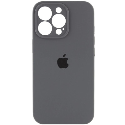 Накладка (з мікрофіброю) Silicon Case Full Camera для iPhone 16 Pro Max- темно-сірий