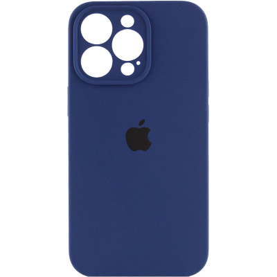 Накладка (з мікрофіброю) Silicon Case Full Camera для iPhone 16 Pro Max- темно-синій