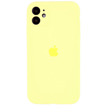 Накладка (з мікрофіброю) Silicon Case Full Camera для iPhone 12- світло-жовтий