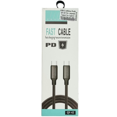 USB-C кабель Profit QY-42 Type-C to Type-C 1m- чорний