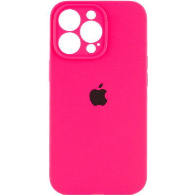 Накладка (з мікрофіброю) Silicon Case Full Camera для iPhone 13- яскраво-рожевий